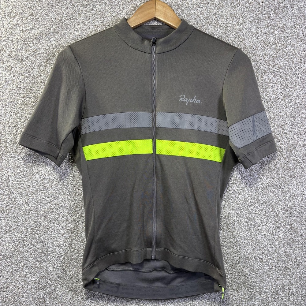 Rapha Dark Gray Cycling Jersey with Neon Yellow Stripe